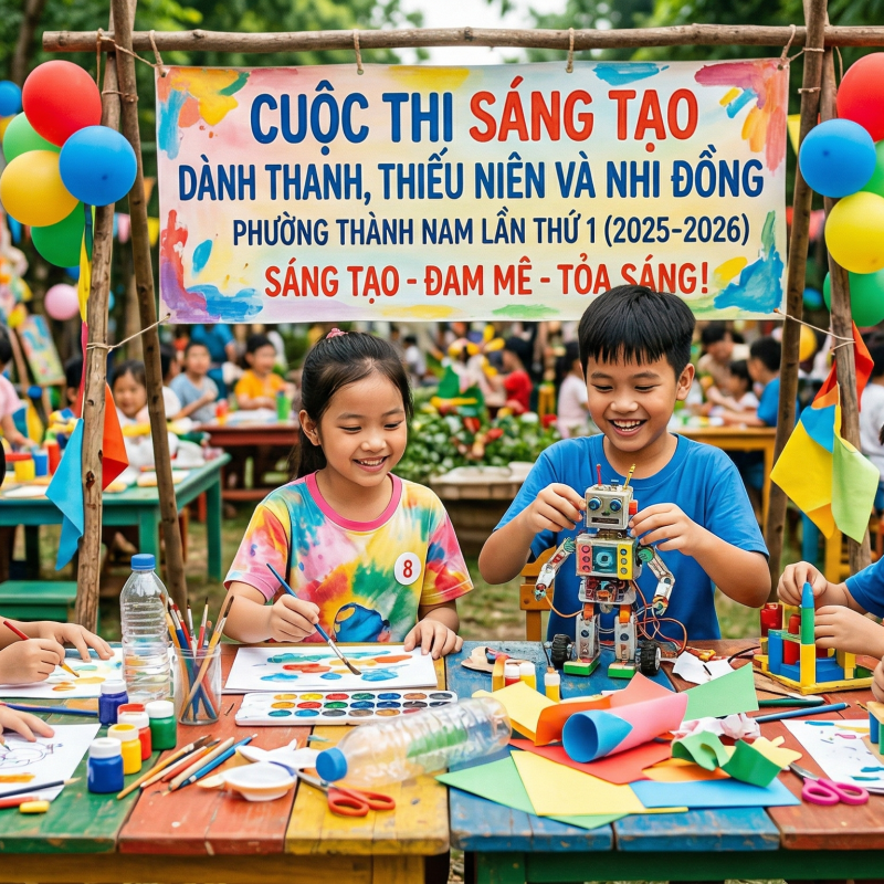 PHƯỜNG THÀNH NAM TỔ CHỨC CUỘC THI SÁNG TẠO THANH, THIẾU NIÊN VÀ NHI ĐỒNG PHƯỜNG THÀNH NAM LẦN THỨ I (2025-2026)