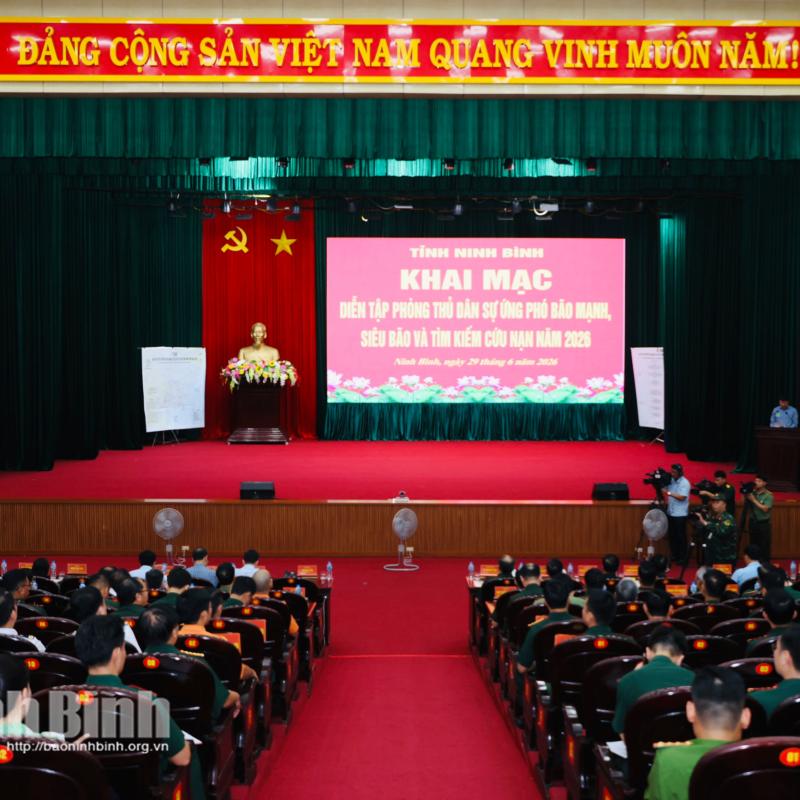 Khai mạc Diễn tập phòng thủ dân sự ứng phó bão mạnh, siêu bão và tìm kiếm cứu nạn tỉnh năm 2026