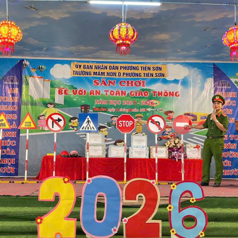Trường Mầm non D phường Tiên Sơn tổ chức sân chơi “Bé với an toàn giao thông” năm học 2025–2026