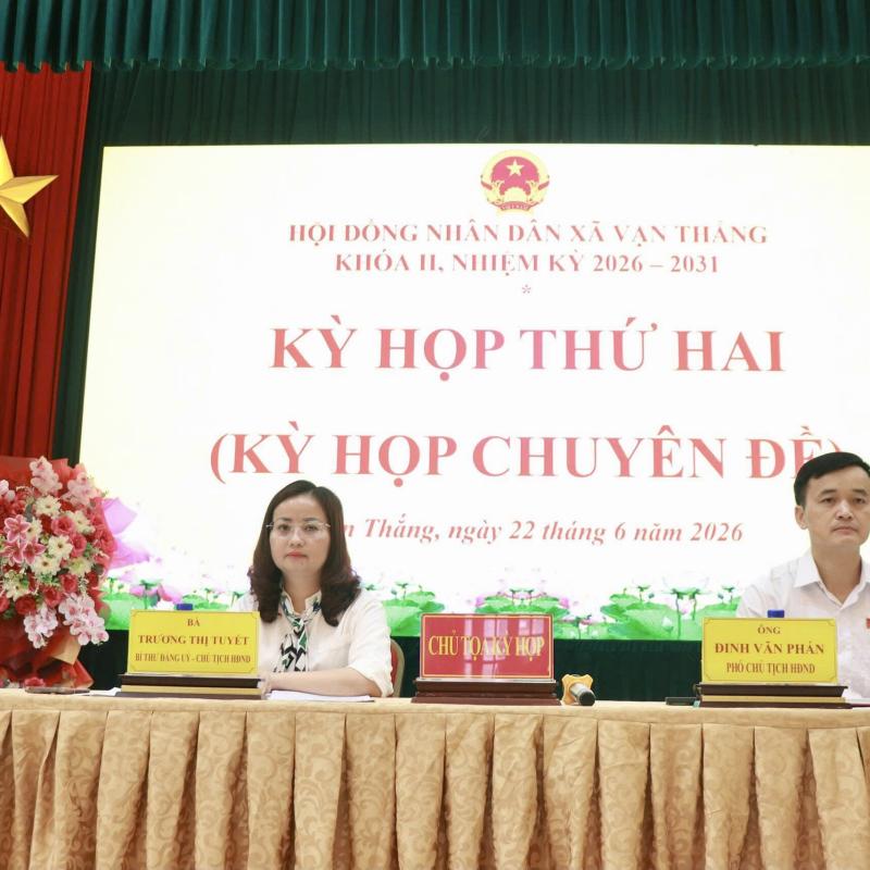 HĐND xã Vạn Thắng tổ chức thành công Kỳ họp thứ Hai (kỳ họp chuyên đề) khóa II, nhiệm kỳ 2026 - 2031