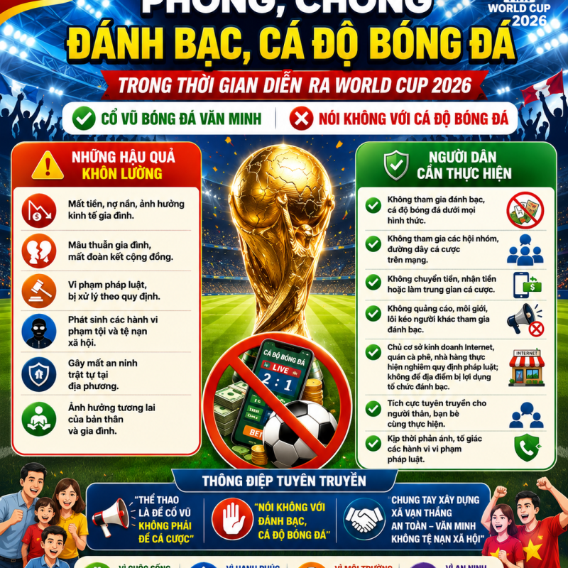 Vạn Thắng chung tay đẩy lùi tệ nạn đánh bạc, cá độ bóng đá mùa World Cup 2026