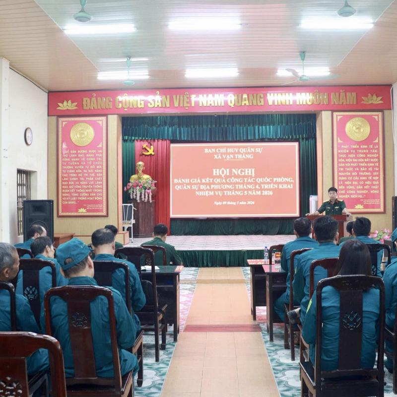 Ban Chỉ huy Quân sự xã Vạn Thắng triển khai nhiệm vụ quốc phòng, quân sự địa phương tháng 5 năm 2026