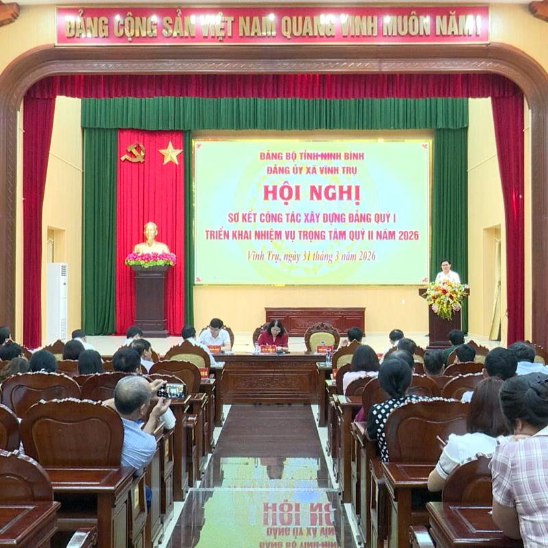 VIDEO: VĨNH TRỤ TỔ CHỨC HỘI NGHỊ SƠ KẾT CÔNG TÁC XÂY DỰNG ĐẢNG QUÝ I, TRIỂN KHAI NHIỆM VỤ TRỌNG TÂM QUÝ II NĂM 2026