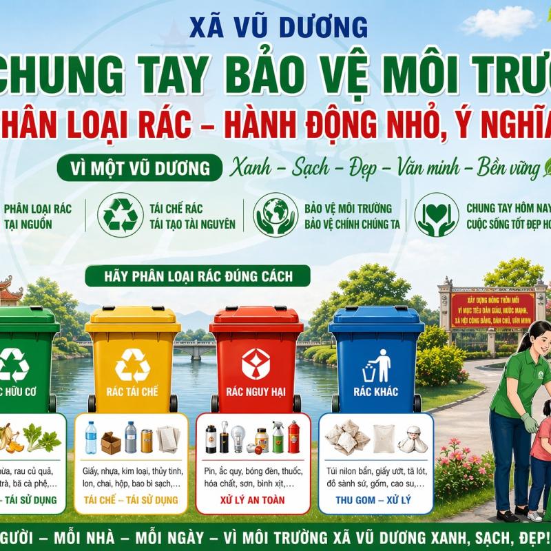 Xã Vũ Dương tập trung quyết liệt trong thực hiện công tác thu gom, xử lý rác thải trên địa bàn