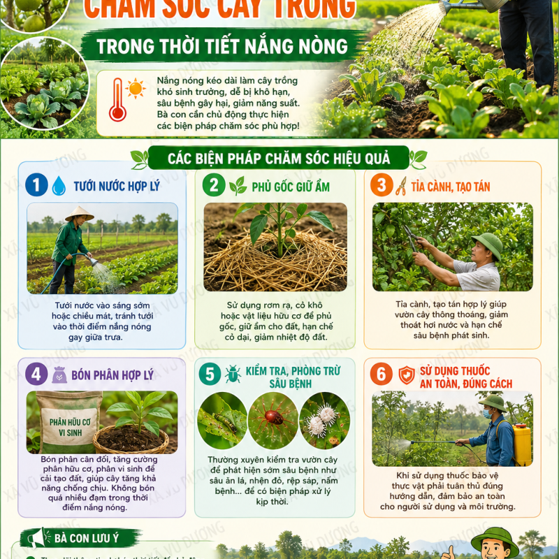 Chủ động chăm sóc cây trồng trong thời tiết nắng nóng