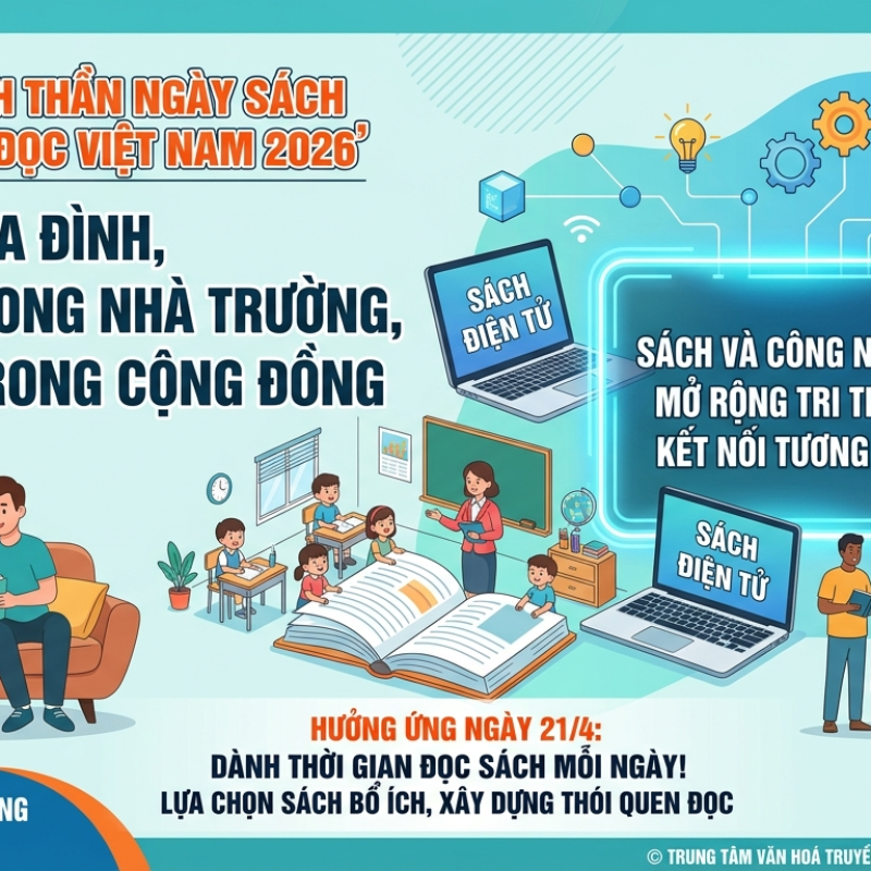 Lan toả tinh thần Ngày sách và Văn hoá đọc Việt Nam 2026: Gieo từ gia đình, bền rễ trong nhà trường, kết nối trong cộng đồng