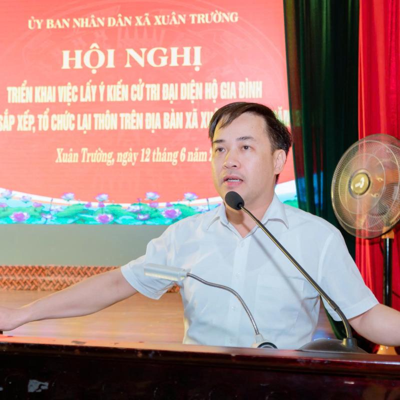 UBND xã Xuân Trường tổ chức hội nghị triển khai việc lấy ý kiến cử tri đại diện hộ gia đình đối với Đề án sắp xếp, tổ chức lại thôn trên địa bàn xã năm 2026