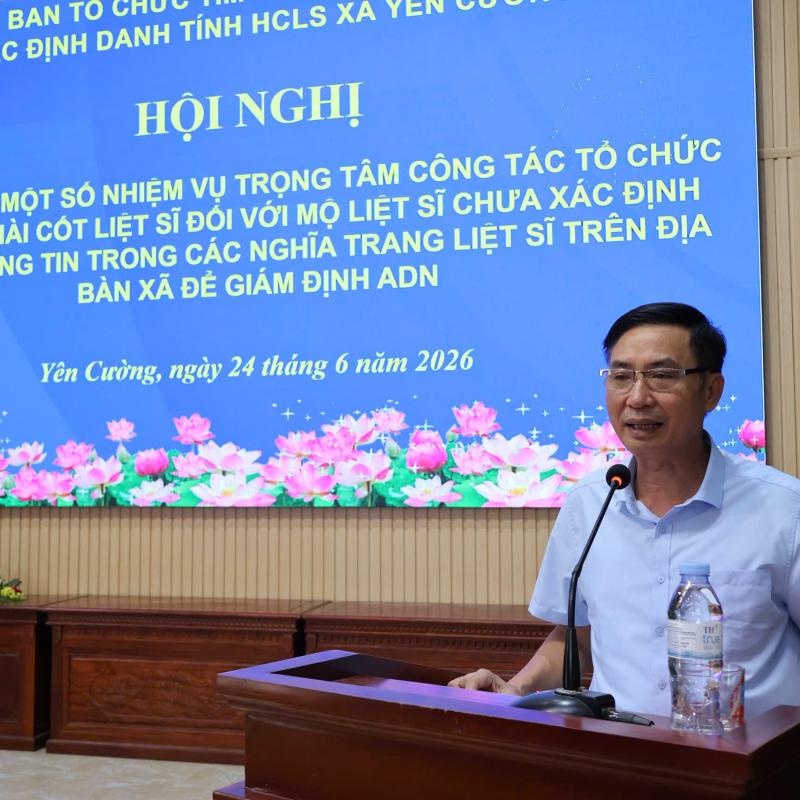 HỘI NGHỊ TRIỂN KHAI MỘT SỐ NHIỆM VỤ TRỌNG TÂM CÔNG TÁC TỔ CHỨC LẤY MẪU HÀI CỐT LIỆT SĨ ĐỐI VỚI MỘ LIỆT SĨ CHƯA XÁC ĐỊNH ĐƯỢC THÔNG TIN TRONG CÁC NGHĨA TRANG LIỆT SĨ TRÊN ĐỊA BÀN XÃ ĐỂ GIÁM ĐỊNH ADN