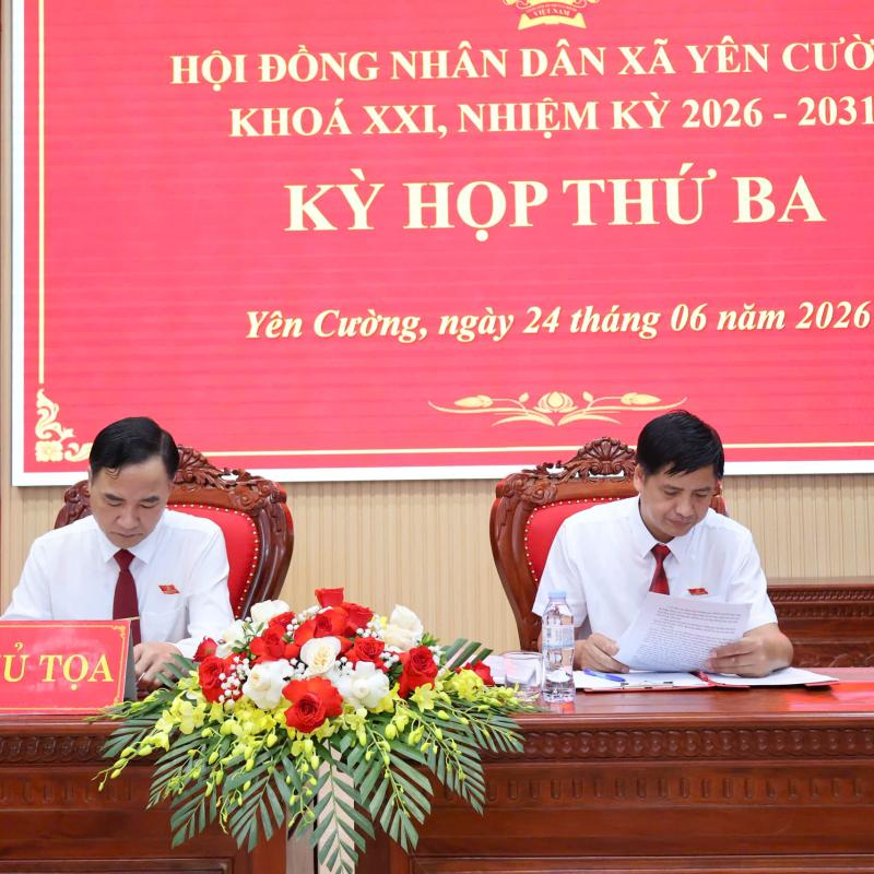 Hội đồng nhân dân xã Yên Cường tổ chức kỳ họp thứ ba khóa XXI, nhiệm kỳ 2026-2031.